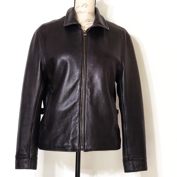 eddie bauer black leather jacket